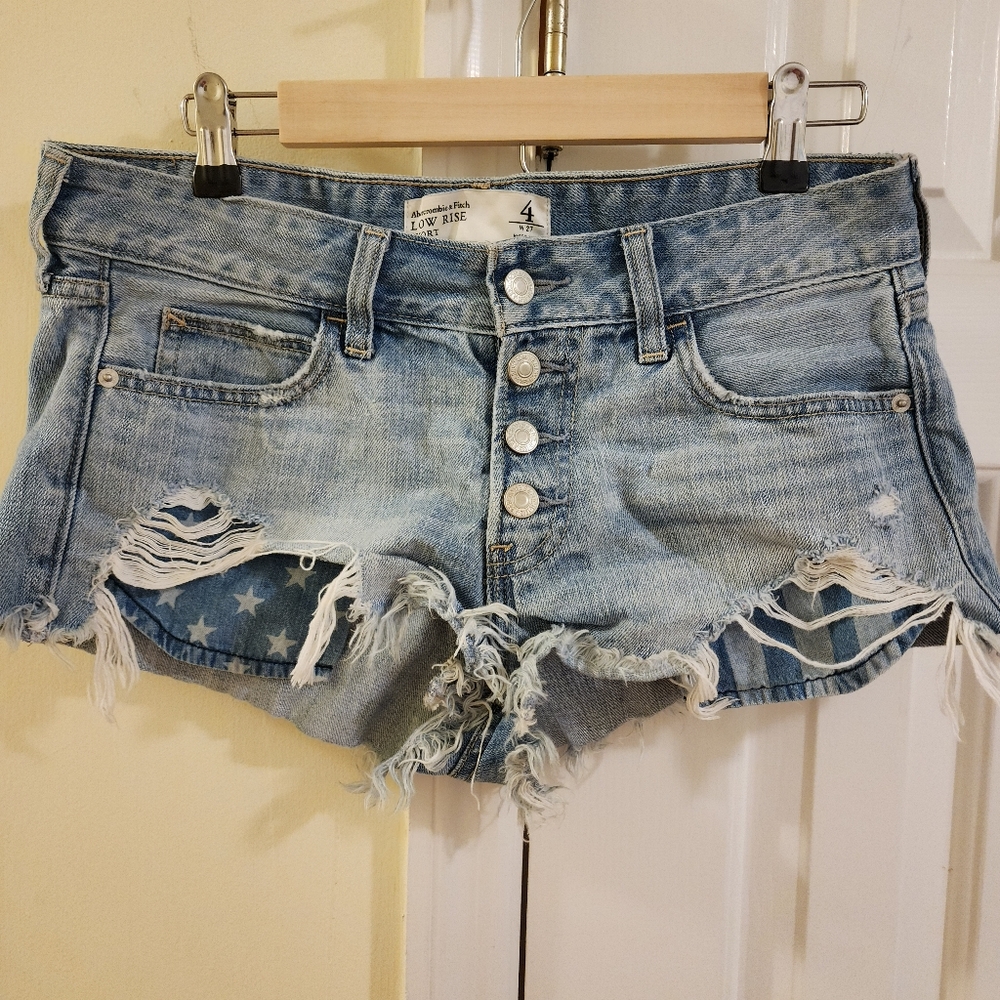 Abercrombie And Fitch Low Rise Button Fly Shorts Stars And Stripes